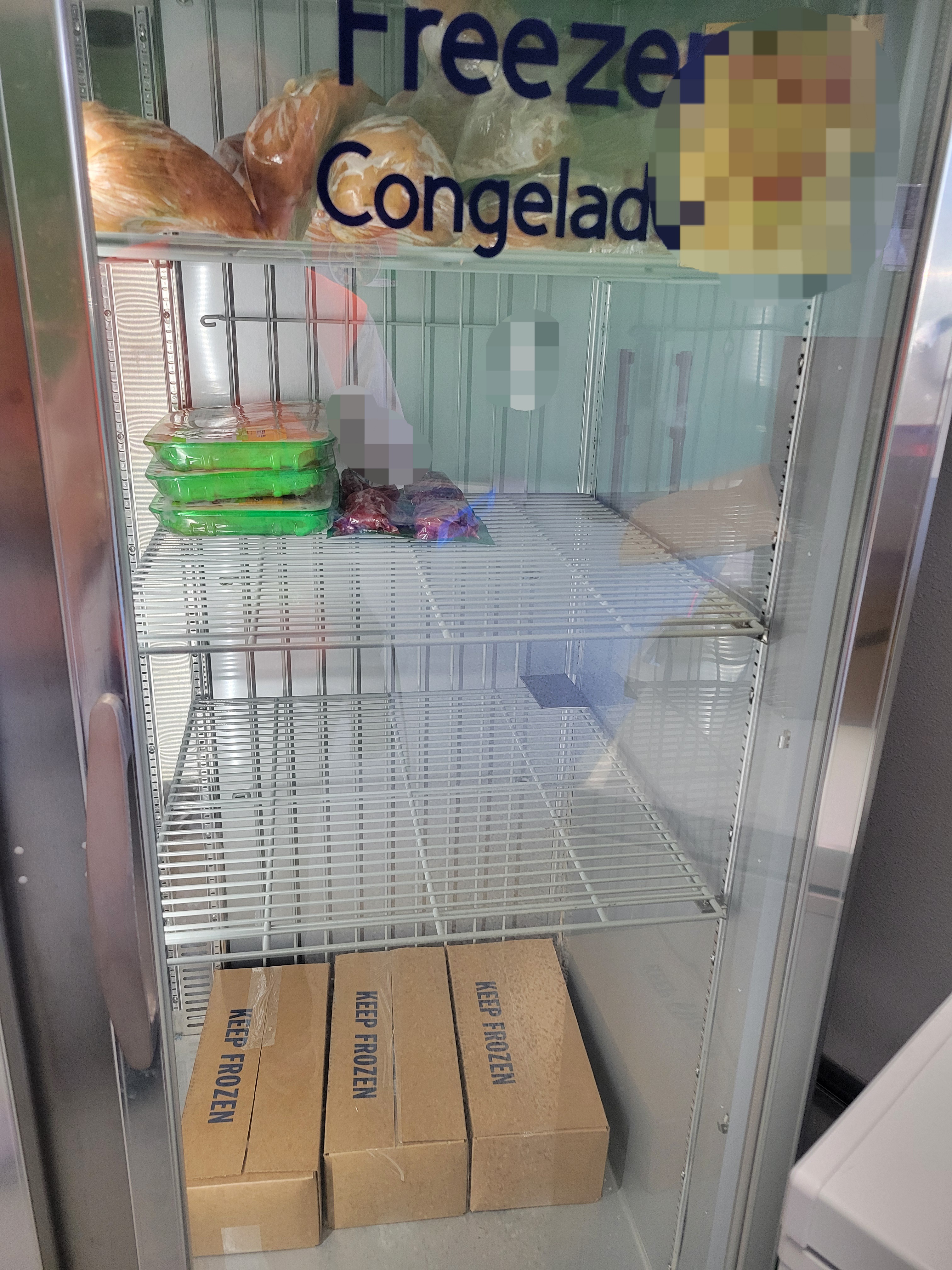 Meats in a fridge.